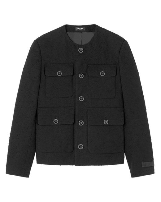 Versace Black Bouclé Tweed Jacket for men