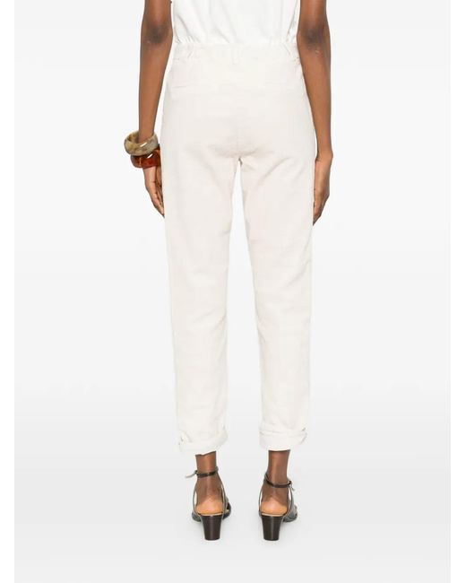 MAISON 123 White Corduroy-Texture Trousers