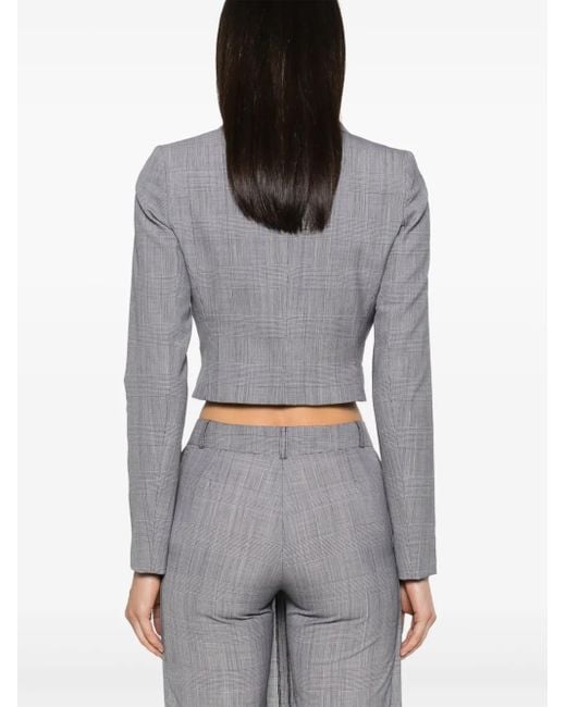 Coperni Gray Checked Cropped Jacket - Women's - Virgin Wool/viscose
