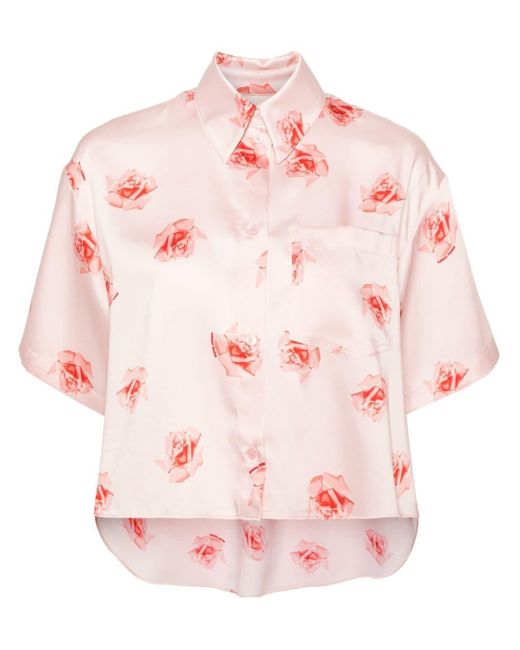 Camisa corta con estampado de rosas KENZO de color Pink