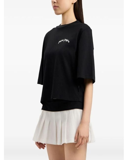 Palm Angels Black Mini Curved Logo Boxy Tee