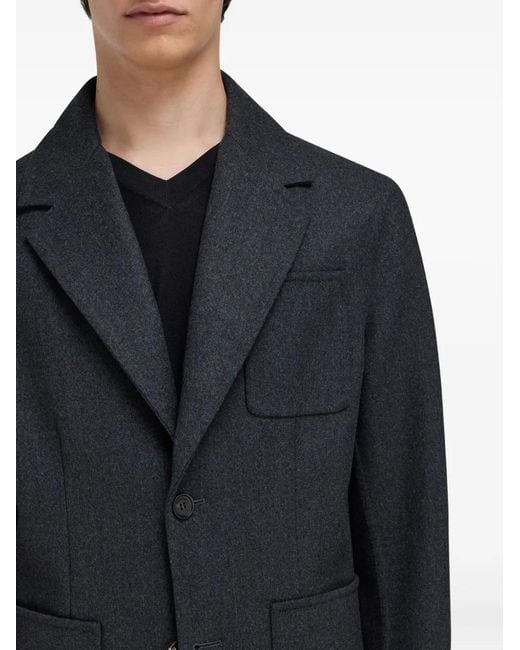 Ferragamo Blue Applied Pockets Single-Breasted Blazer for men