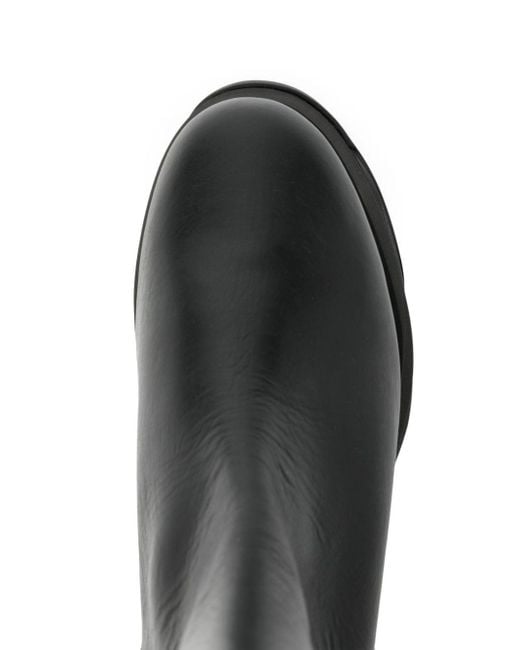 Sacai Black Platform Leather Ankle Boots