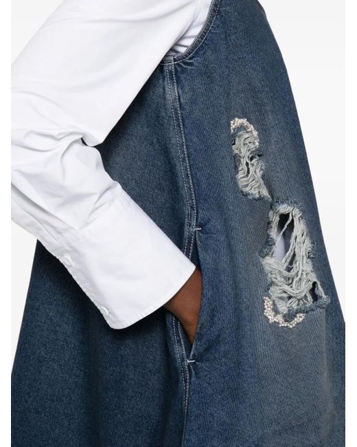 Simone Rocha Blue Distressed-Effect Denim Mini Dress