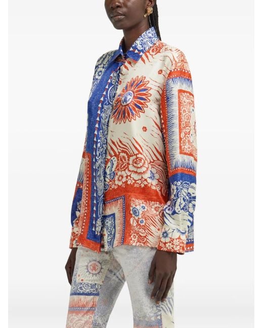 Roberto Cavalli Blue Hemd mit Bandana-Print