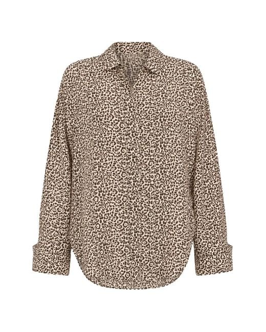 ODEEH Overhemd Met Luipaardprint in het Brown