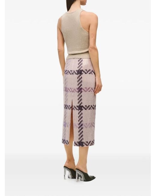 Brandon Maxwell Pink Mercer Sequin-Embellished Midi Pencil Skirt