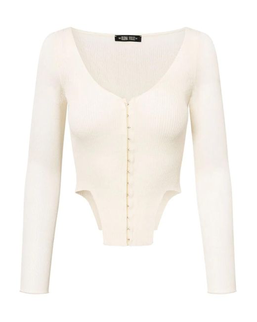 Elena Velez リネン ニットトップ White