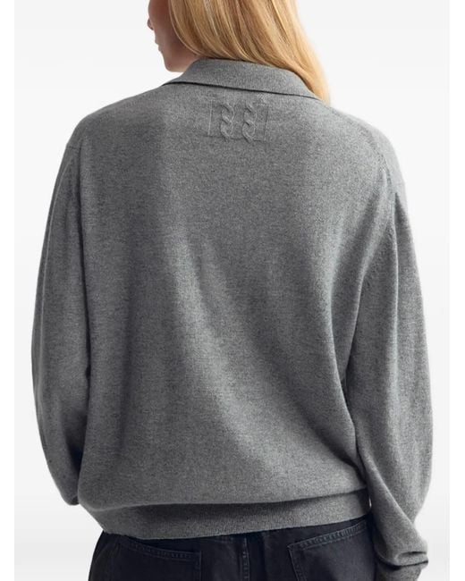 Nili Lotan Gray Jovan Cashmere Polo Sweater