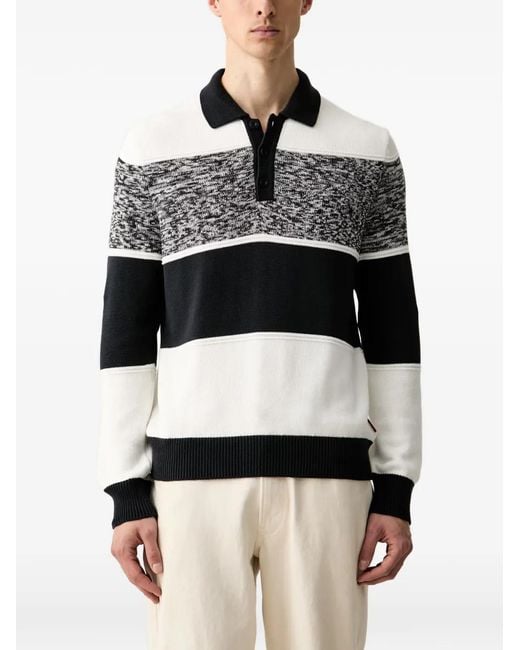 Joop! Gray Striped-Knit Polo Sweater for men
