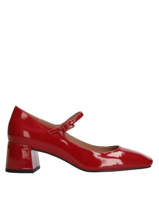 Bibi Lou Red Buckle Strap Pumps