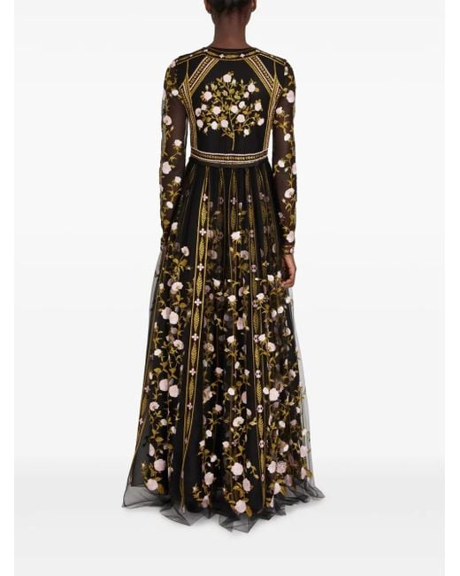 Giambattista Valli エンブロイダリー チュールドレス Black