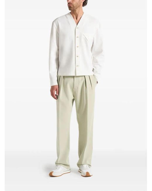 Manière De Voir Green Pierre Hatched Pleated Tailored Trousers for men