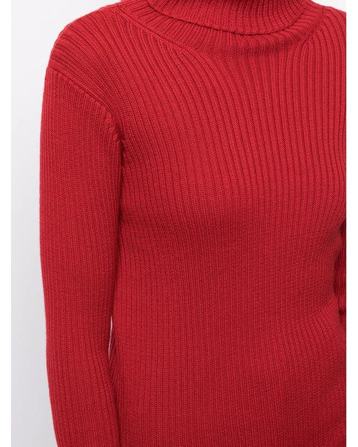 Y's Yohji Yamamoto Red Fringed Ribbed Jumper