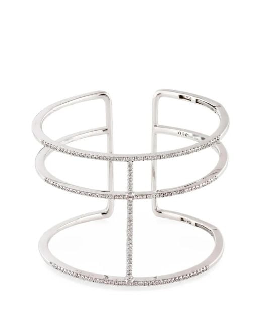 Apm Monaco White Crystal-Embellished Multi-Band Cuff Bracelet