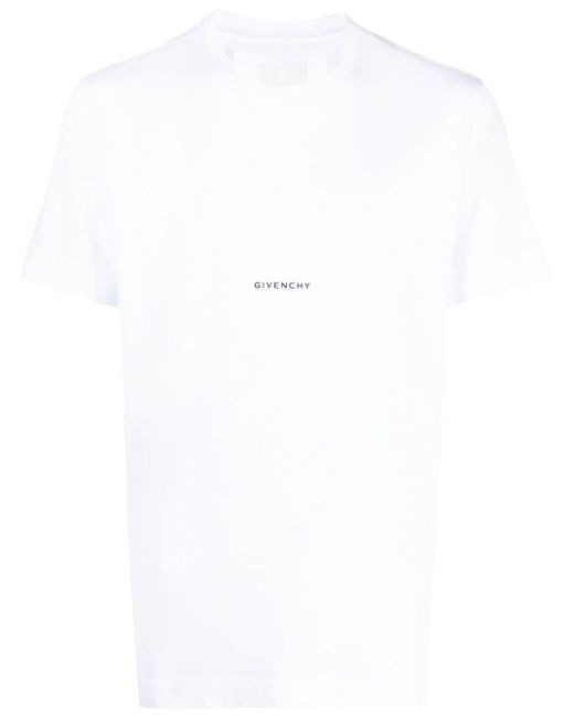 Givenchy White Logo-print Short-sleeve T-shirt for men