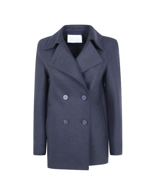 Harris Wharf London Blue Double-Breasted Wool Coat