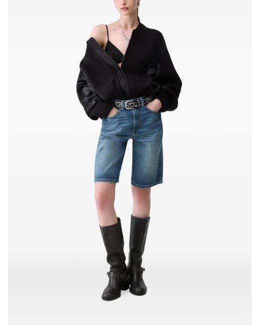 Liu Jo Black Knit Bomber With Nylon Inserts