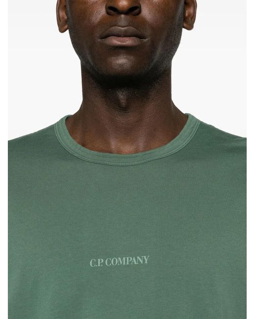 C P Company Green T-Shirt With Logo for men