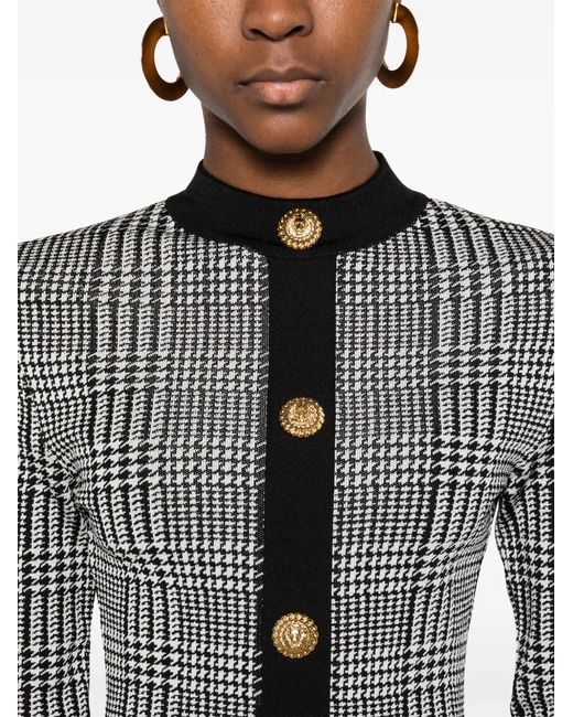 Balmain Gray Button-Embellishment Mini Dress