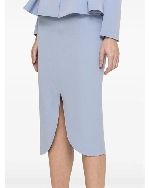 Nissa Blue High-Waisted Pencil Midi Skirt