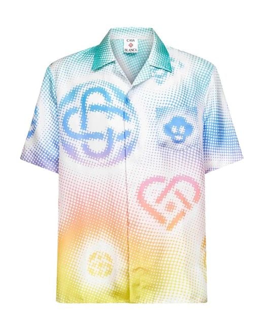 Casablanca Blue Button-Up Print Shirt for men