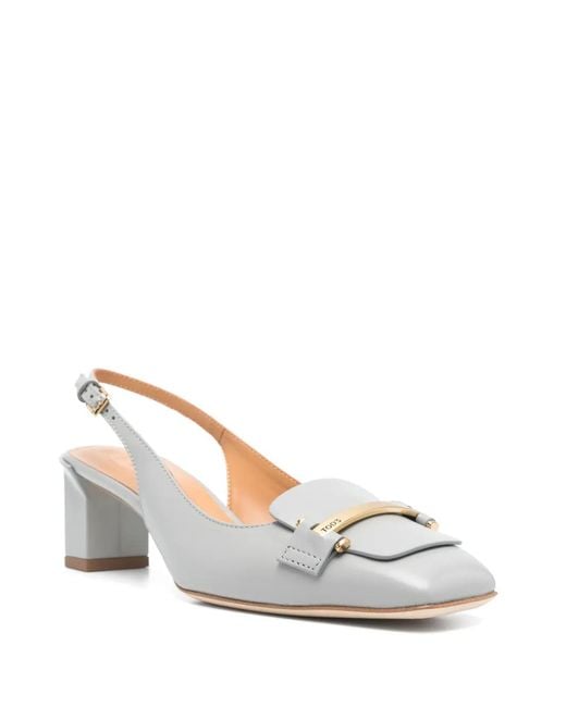 Tod's White Cuoio T Slingback