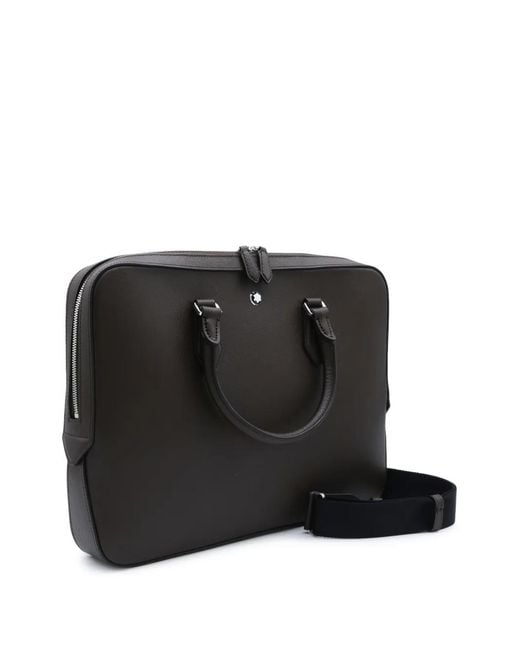 Montblanc Black Crosshatch-Leather Briefcase for men