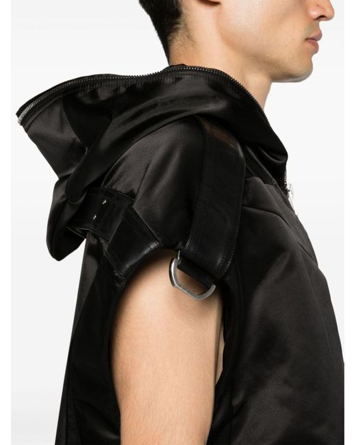 Rick Owens Black Sleeveless Econyl® Hooded Jacket for men
