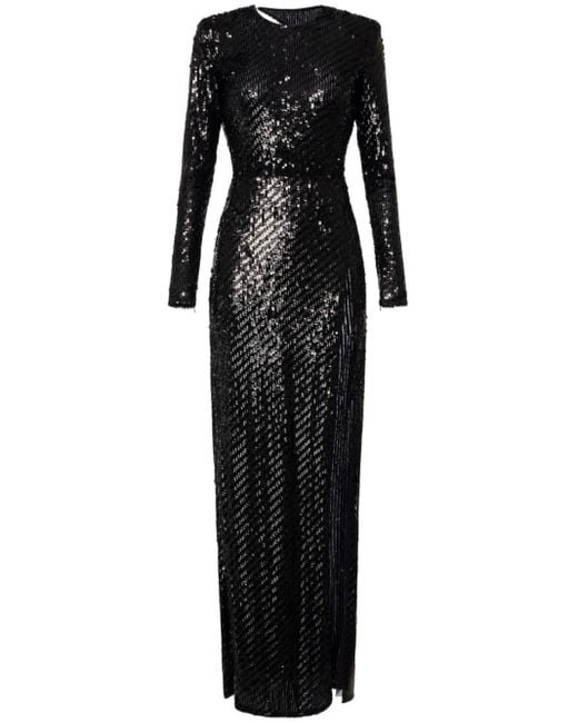 Elisabetta Franchi Black Sequinned Tulle Gown