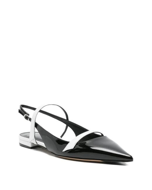 Alexandre Birman White Pointed-Toe Slingback Pumps