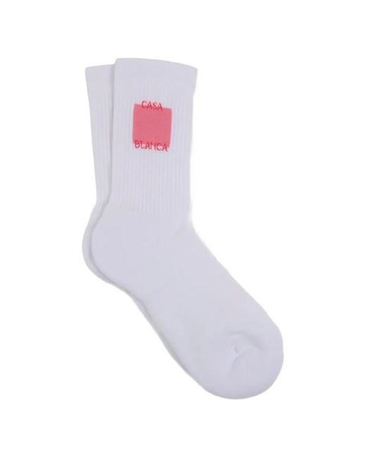 Casablanca White Rose Shadow Logo Socks