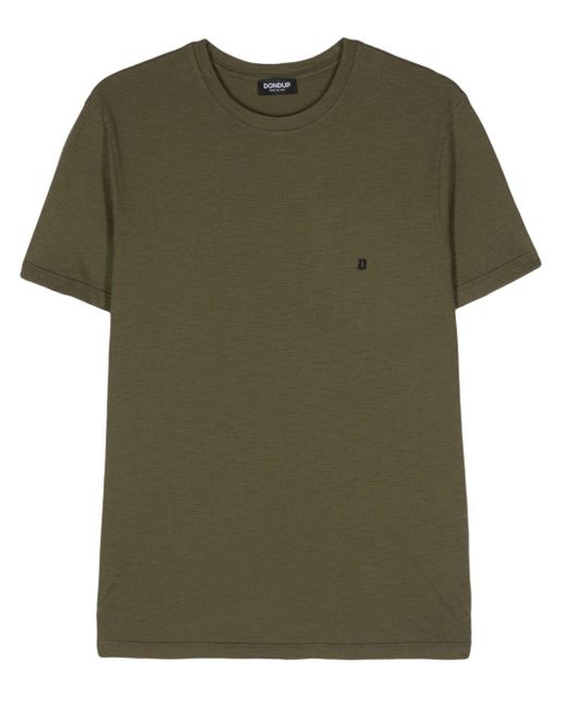 Dondup Green Logo-rubberised Cotton T-shirt for men