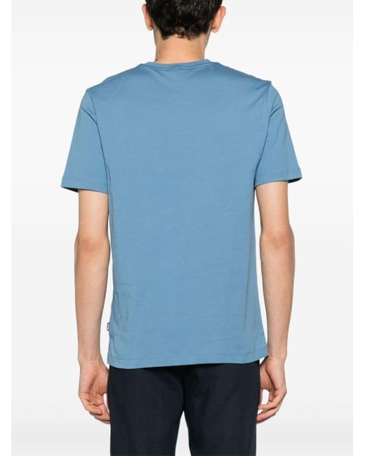 Boss Blue Raised-logo Cotton T-shirt for men