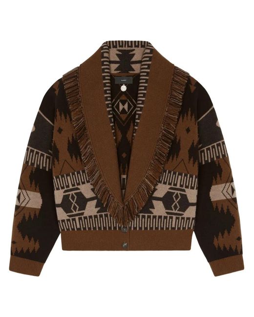 Alanui Brown Patterned-Jacquard Cardigan