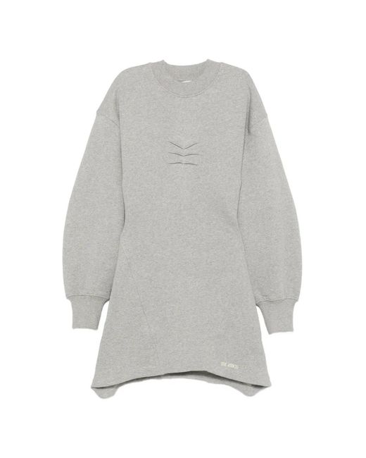 The Attico Gray Cut-Out Balloon-Sleeve Mini Dress