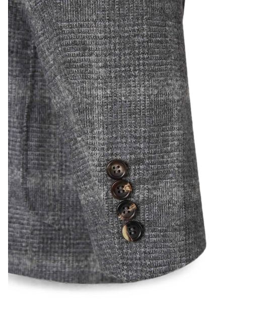Canali Gray Check-Pattern Single-Breasted Blazer for men