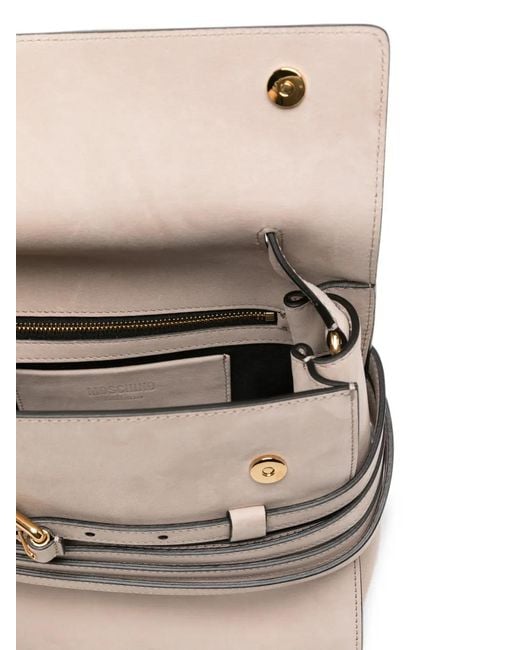 Moschino Natural Belt-Detail Leather Shoulder Bag
