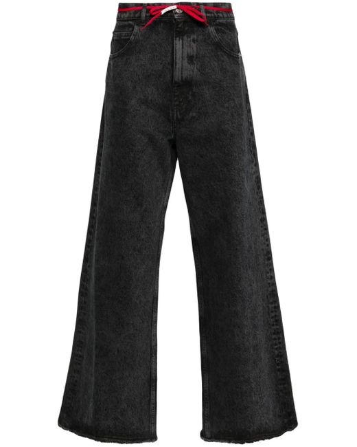 Marni Weite Jeans Mit Marmor-Print in Black für Herren