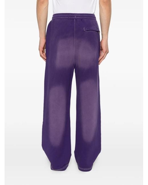 AWAKE NY Purple Letter-Embroidered Trousers for men