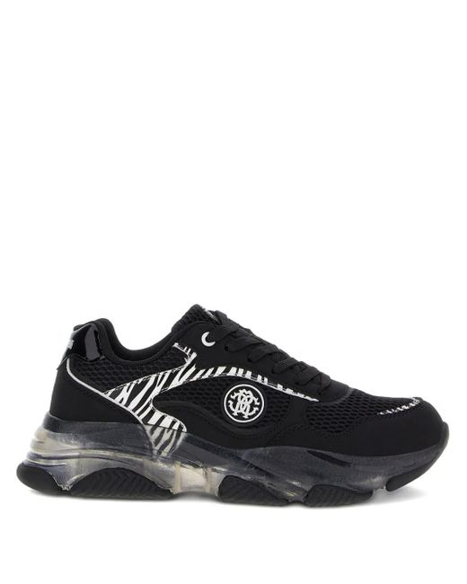 Roberto Cavalli Black Rc Monogram-Appliqué Sneakers