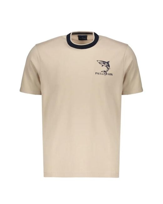 Paul & Shark Natural T-Shirt With Print Breast for men