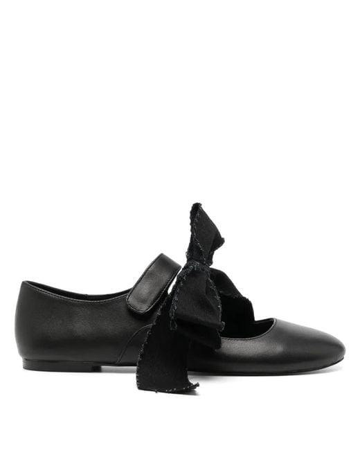 Yohji Yamamoto Black Bow-Detailed Strappy Ballerinas