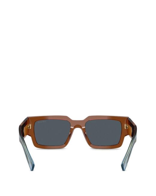 Prada Blue Triangle-Logo Rectangle-Frame Sunglasses for men