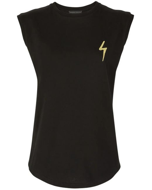 Giuseppe Zanotti Black Ursella Logo-Embroidered Sleeveless Cotton Tank Top