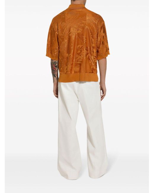 Dolce & Gabbana Orange Silk-blend Polo Shirt for men