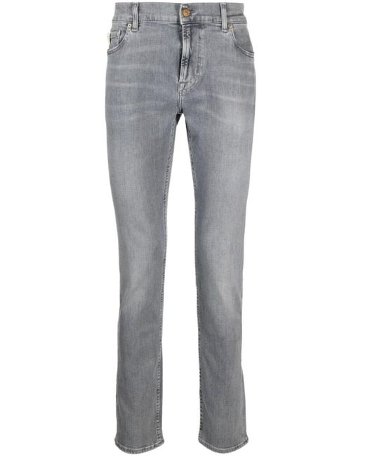7 For All Mankind Gray Skinny-leg Cotton-lend Jeans for men