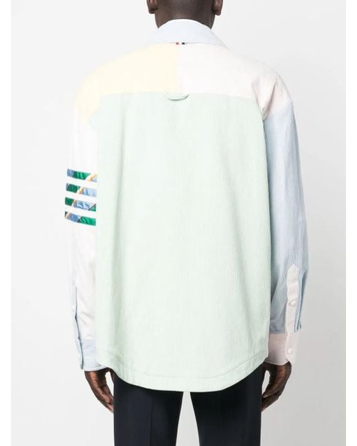 Thom Browne White Panelled-Design Pastel Shirt for men