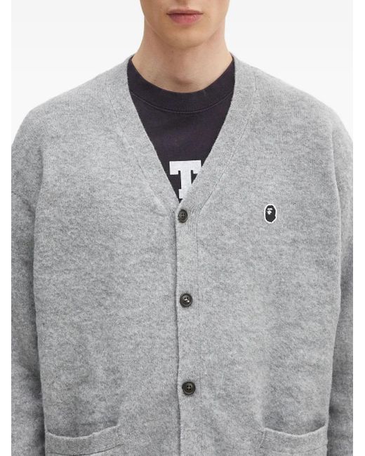 A Bathing Ape Gray Button-Up Cardigan for men