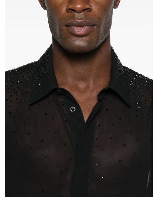 Patrizia Pepe Black Rhinestone-Embellished Shirt for men